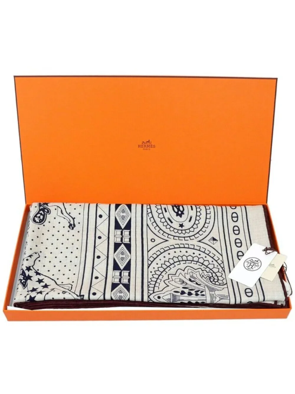 Hermes Carre Geant 140 Cheval Cool Bandana Scarf Shawl Cashmere Silk